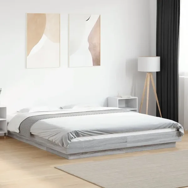 Cadre de lit sans matelas sonoma gris 150x200 cm