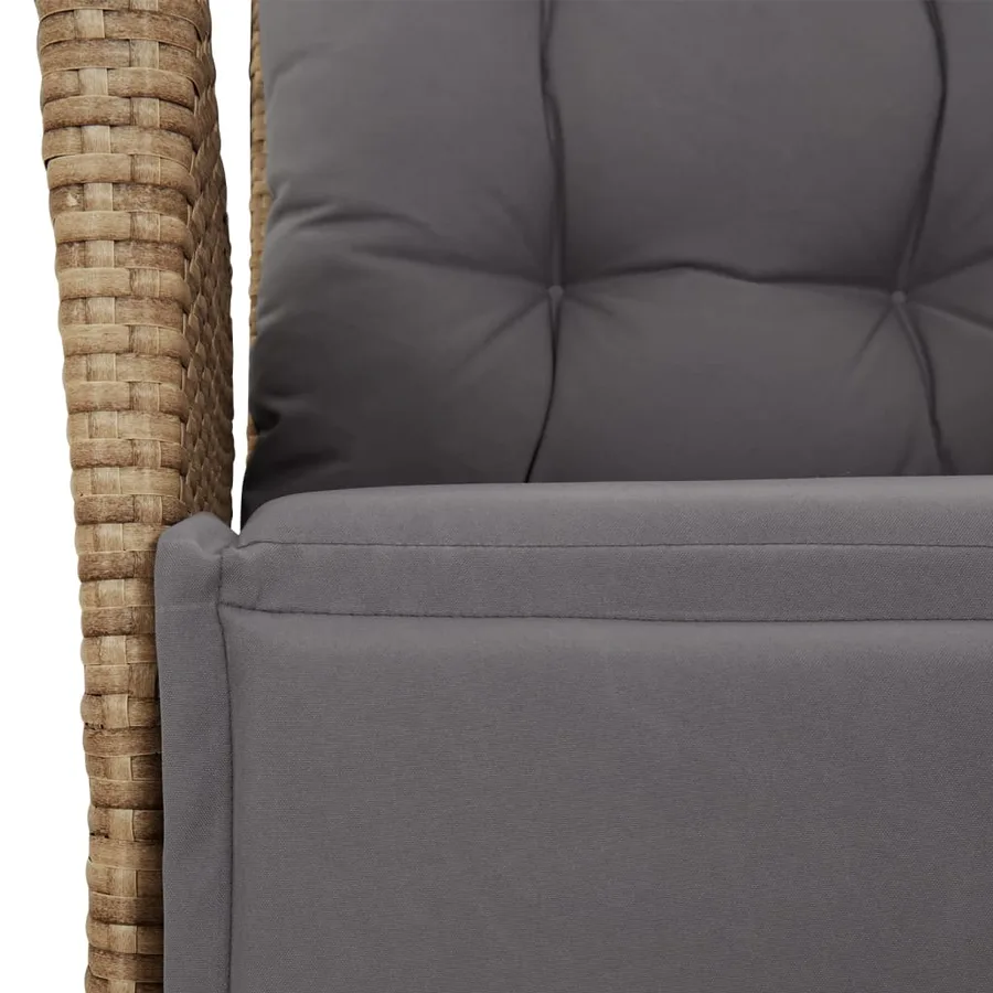 Ensemble à manger de jardin avec coussins 5pcs Beige poly rotin - 7