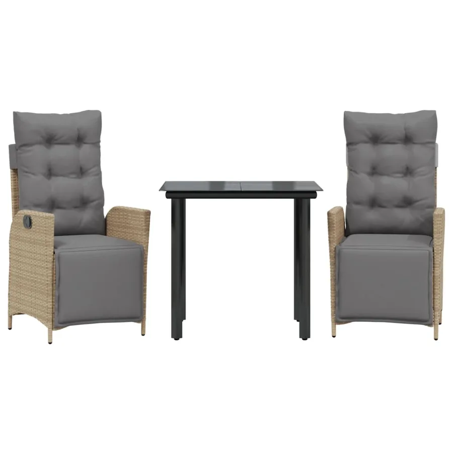 Ensemble à manger de jardin et coussins 3 pcs mélange beige - 2