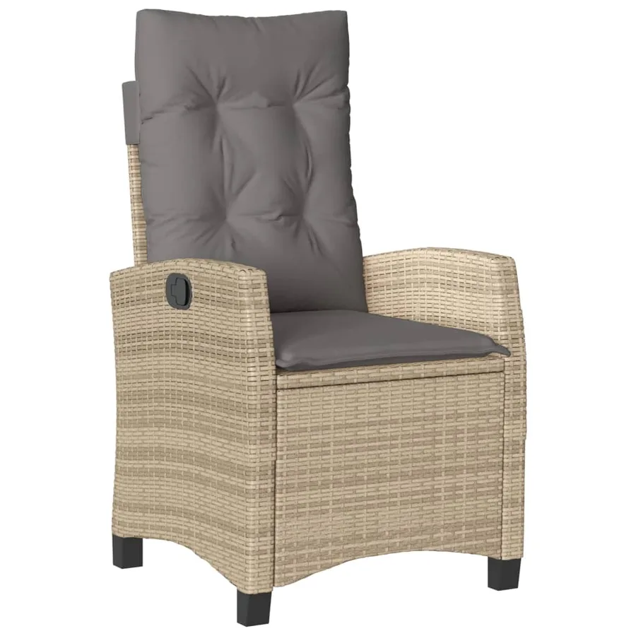Ensemble à manger de jardin avec coussins 5pcs Beige poly rotin - 3