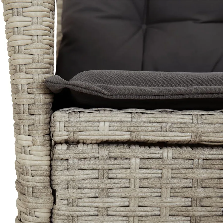 Ensemble à manger de jardin et coussins 7 pcs gris clair rotin - 5