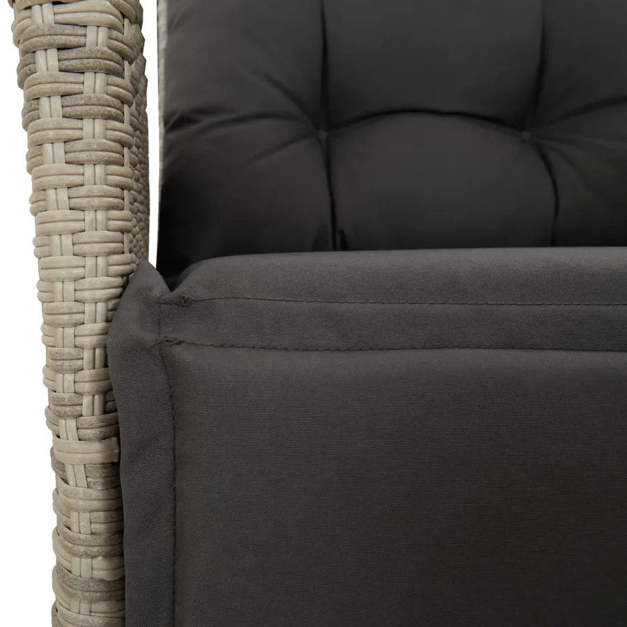 Ensemble à manger de jardin et coussins 7 pcs gris clair rotin - 8