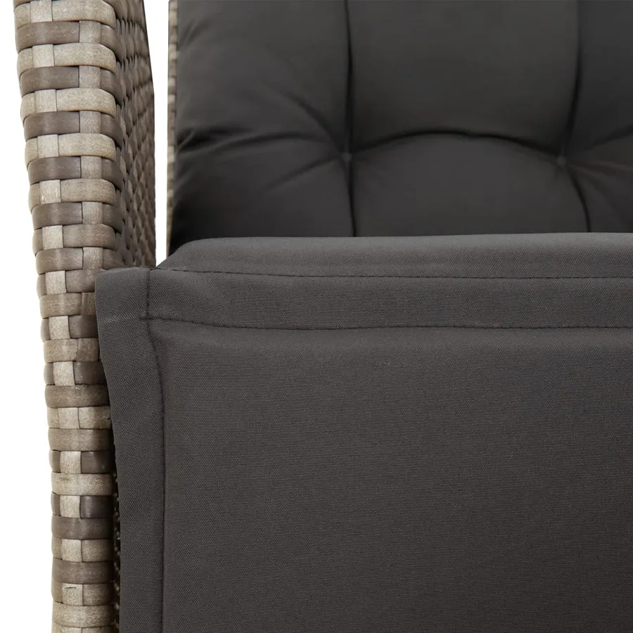 Ensemble à manger de jardin et coussins 7 pcs gris rotin - 8
