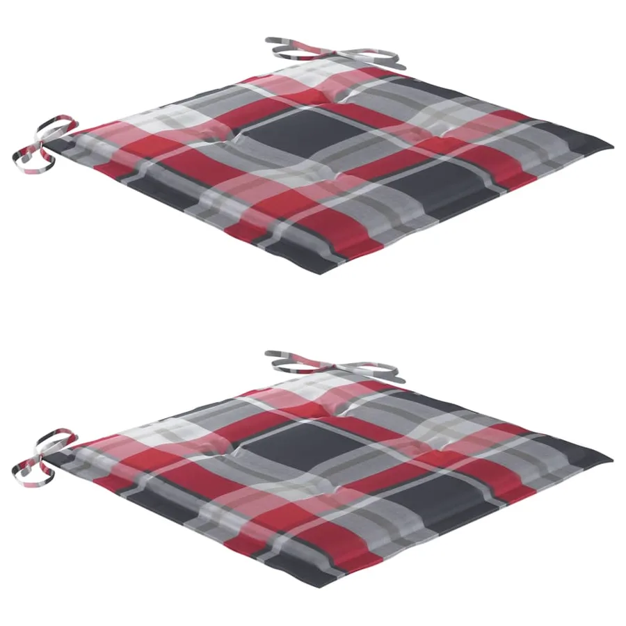 Chaise à bascule avec coussin à carreaux rouges Bois de teck - 5