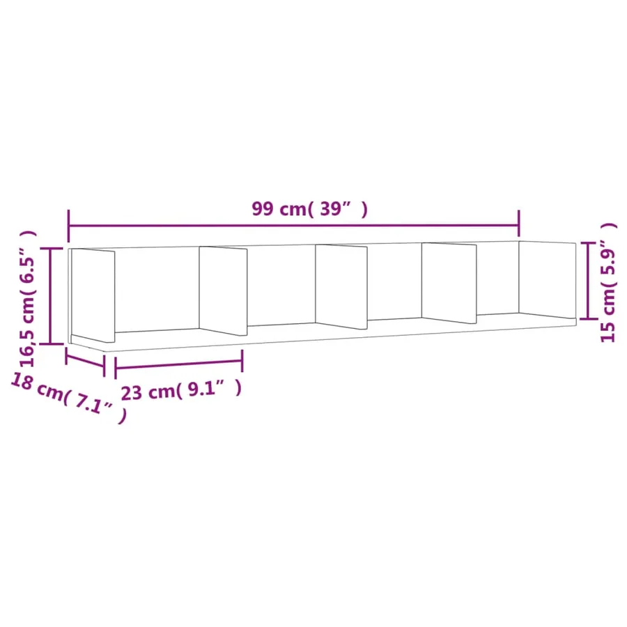 Armoires murales 2 pcs sonoma gris 99x18x16,5cm bois ingénierie - 11