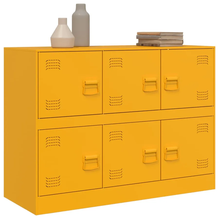 Buffet jaune moutarde 99x39x73 cm acier - 4