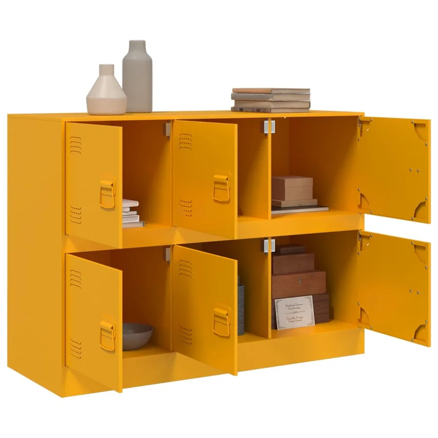 Buffet jaune moutarde 99x39x73 cm acier - 5