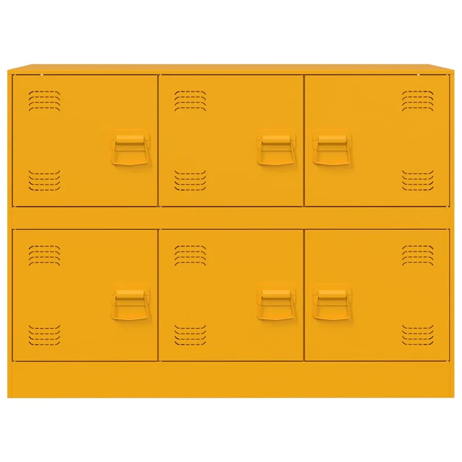 Buffet jaune moutarde 99x39x73 cm acier - 6