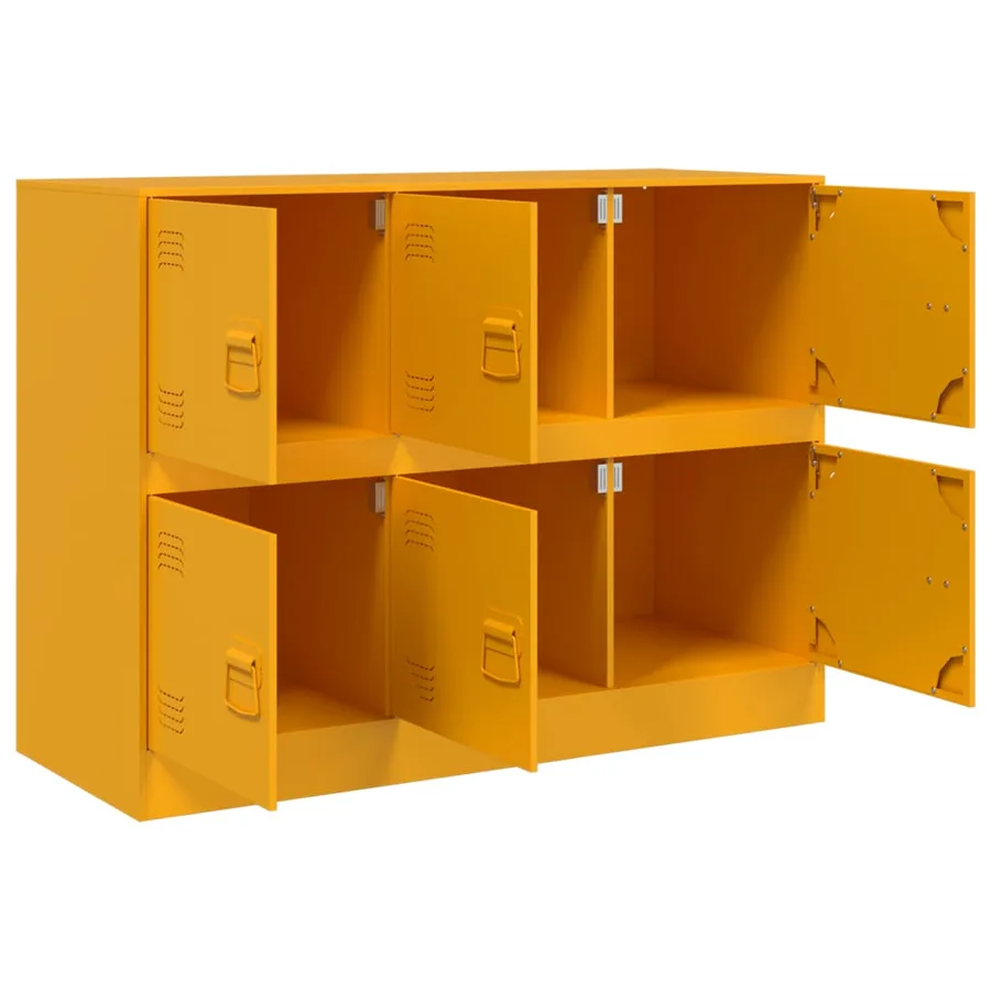 Buffet jaune moutarde 99x39x73 cm acier - 7