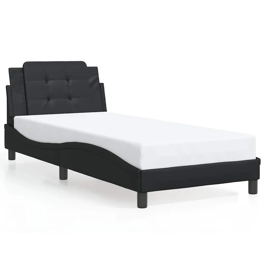 Cadre de lit sans matelas Zadar noir 90x190 cm similicuir - 2