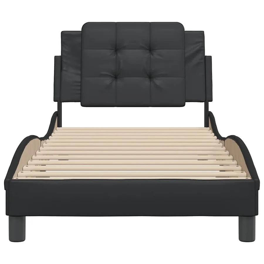 Cadre de lit sans matelas Zadar noir 90x190 cm similicuir - 4