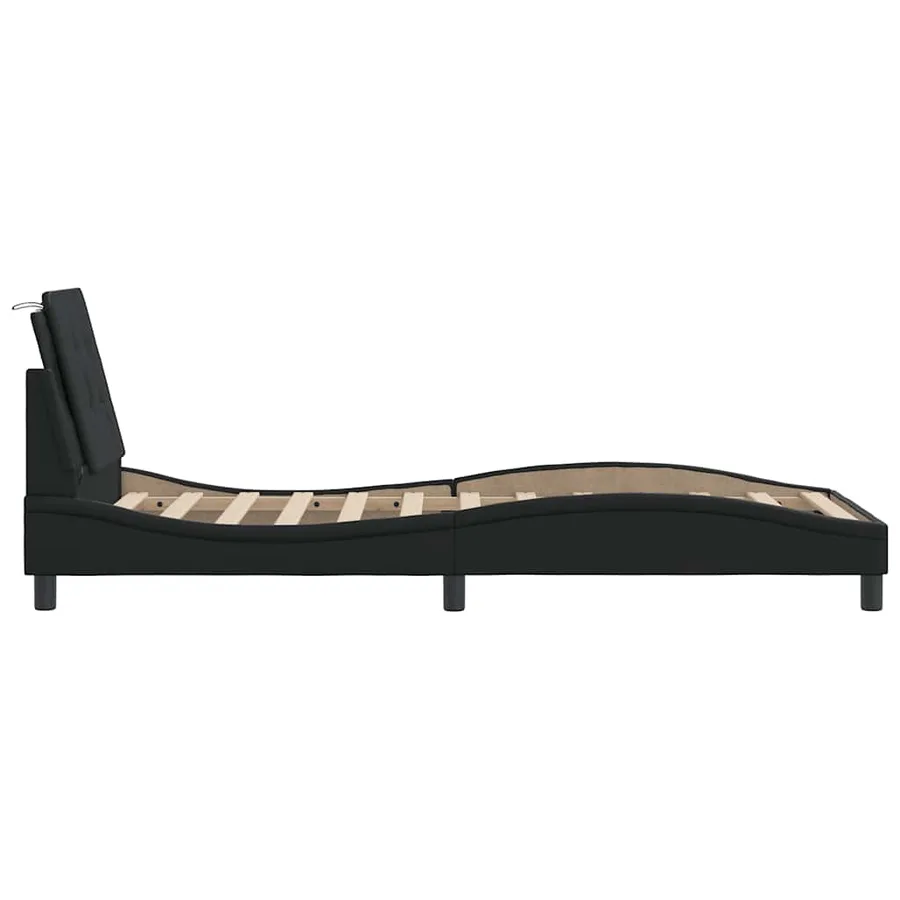 Cadre de lit sans matelas Zadar noir 90x190 cm similicuir - 5