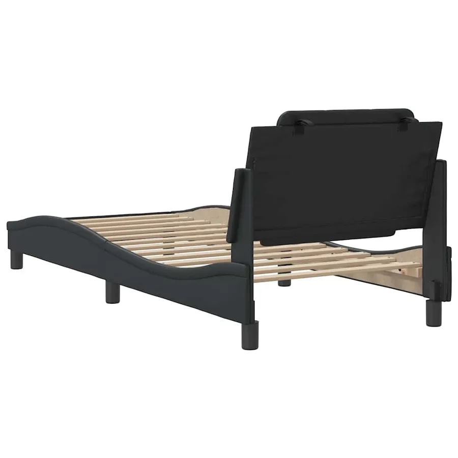 Cadre de lit sans matelas Zadar noir 90x190 cm similicuir - 6