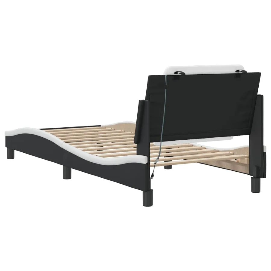 Cadre de lit avec LED sans matelas Zadar noir et blanc 90x200 cm - 10