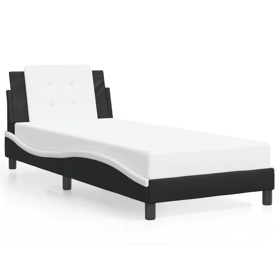 Cadre de lit avec LED sans matelas Zadar noir et blanc 90x200 cm - 5
