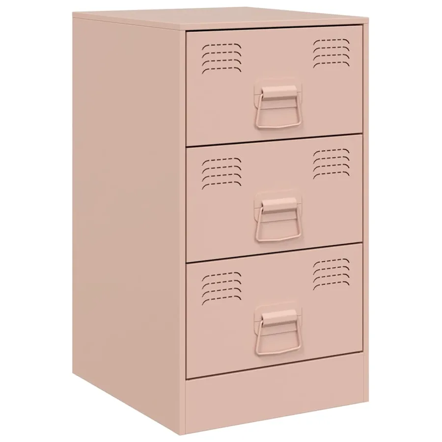 Table de chevet rose 34,5x39x62 cm acier - 2
