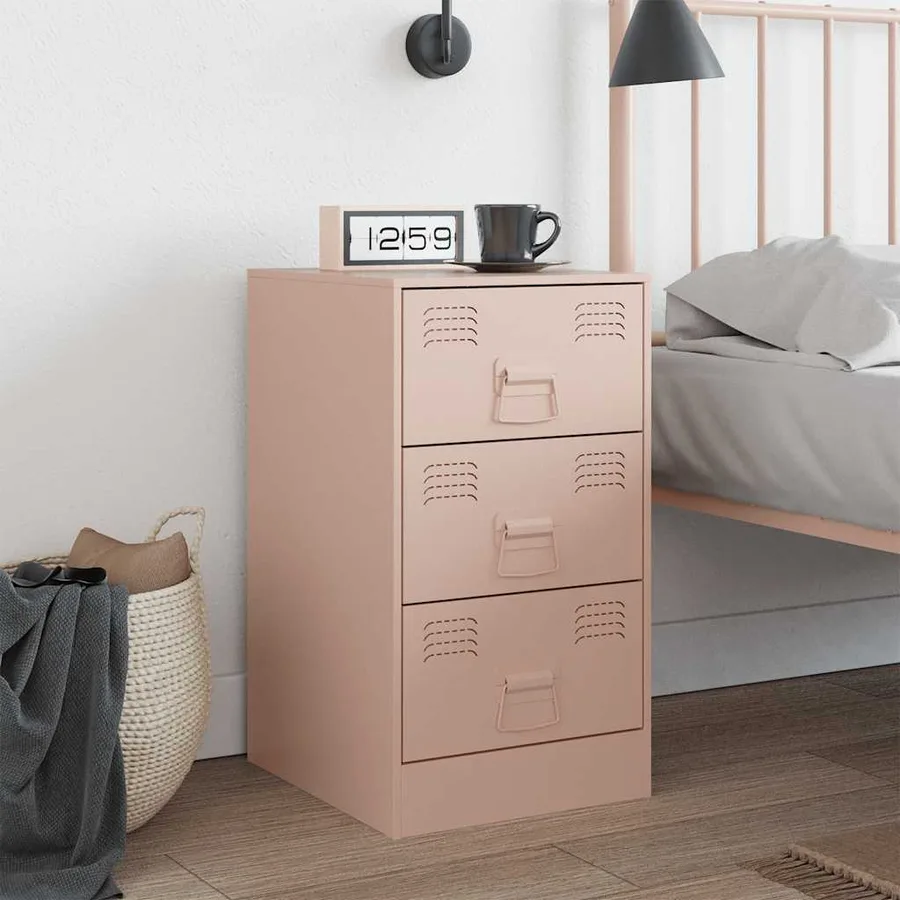 Table de chevet rose 34,5x39x62 cm acier - 3