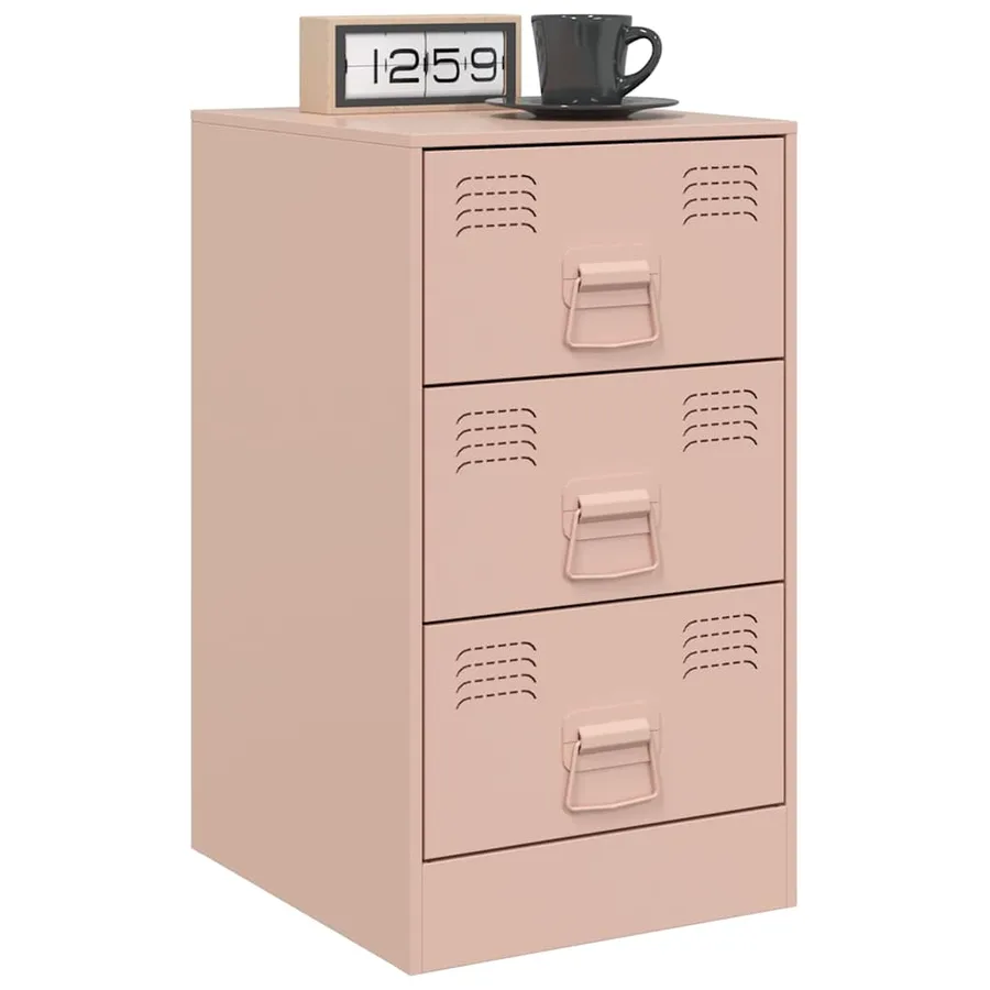 Table de chevet rose 34,5x39x62 cm acier - 4