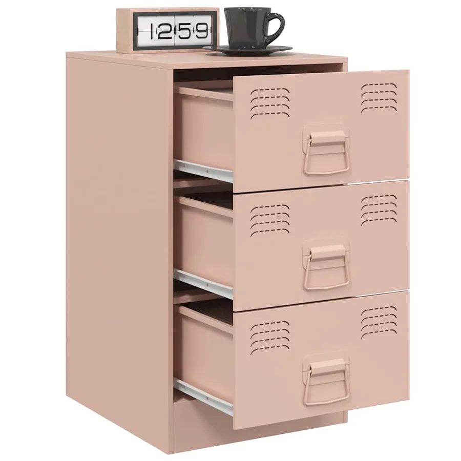 Table de chevet rose 34,5x39x62 cm acier - 5