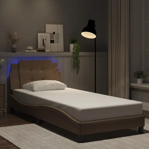 Cadre de lit avec LED sans matelas Zadar cappuccino 80x200 cm