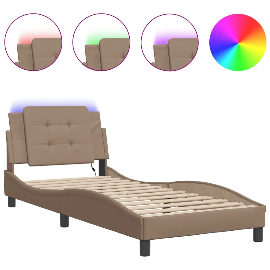 Cadre de lit avec LED sans matelas Zadar cappuccino 80x200 cm - 2