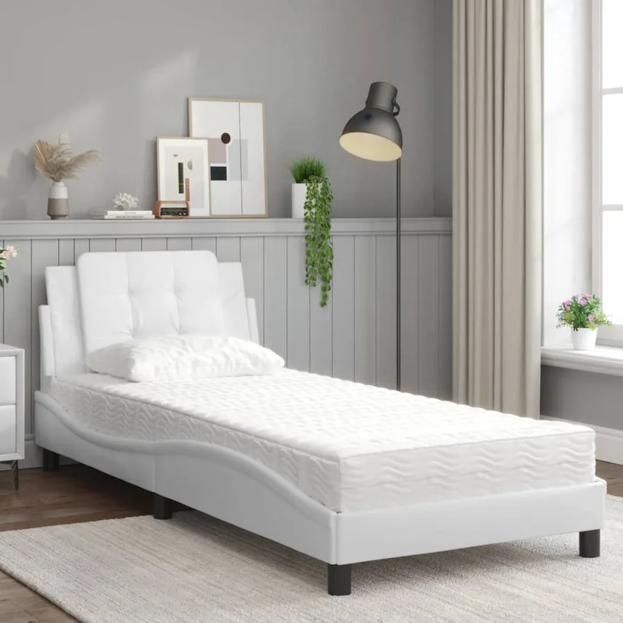 Cadre de lit sans matelas Zadar blanc 90x190 cm similicuir - 3