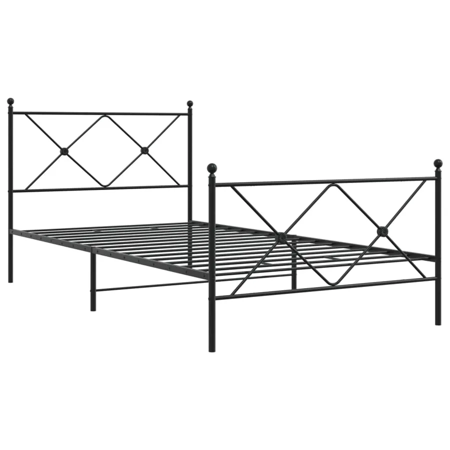 Cadre de lit métal sans matelas avec pied de lit noir 100x190cm - 3