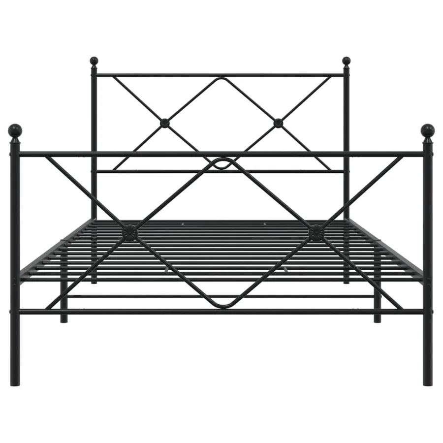 Cadre de lit métal sans matelas avec pied de lit noir 100x190cm - 4