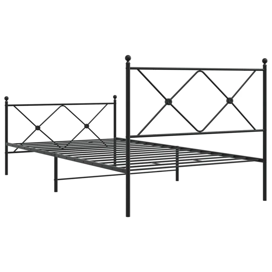 Cadre de lit métal sans matelas avec pied de lit noir 100x190cm - 6