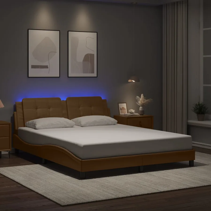 Cadre de lit avec LED sans matelas Zadar cappuccino 160x200 cm