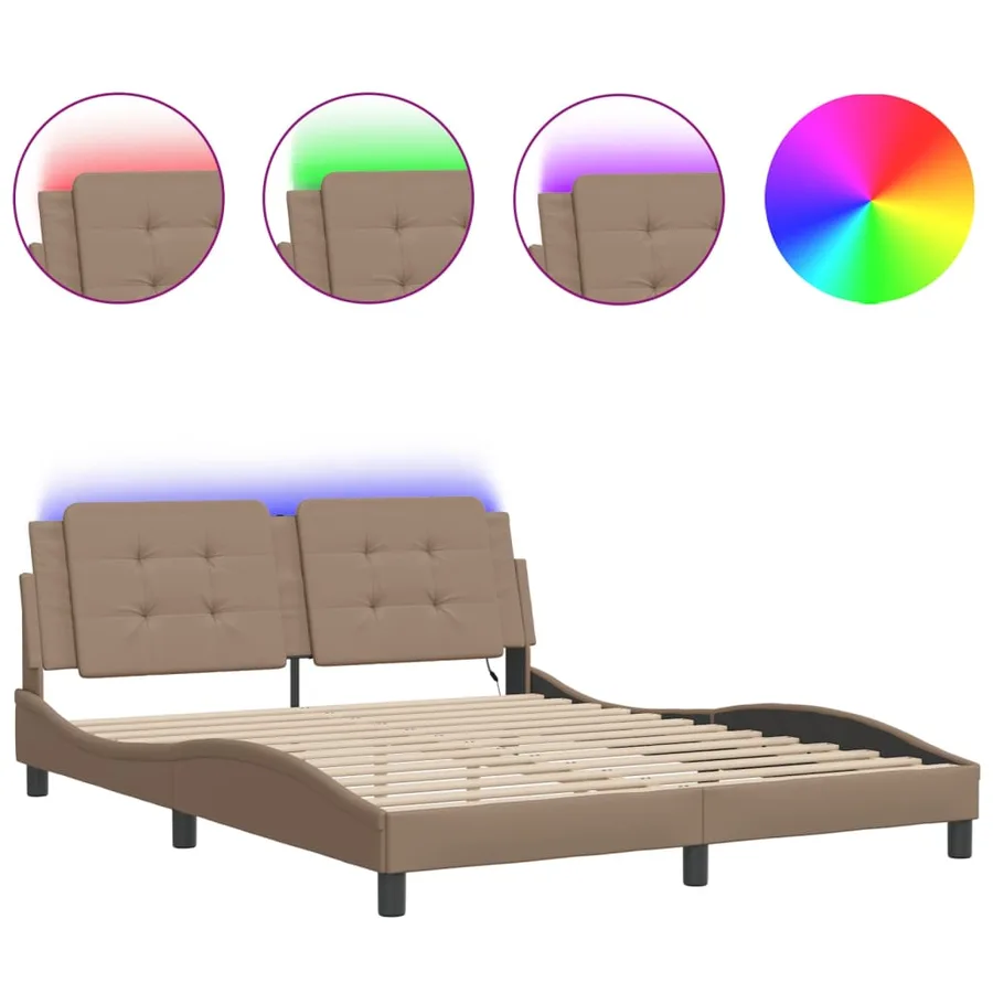 Cadre de lit avec LED sans matelas Zadar cappuccino 160x200 cm - 2
