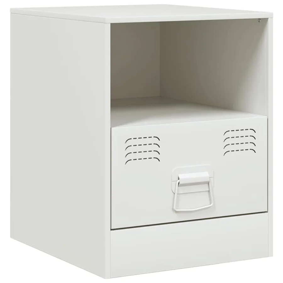 Table de chevet blanc 34,5x39x44 cm acier - 2