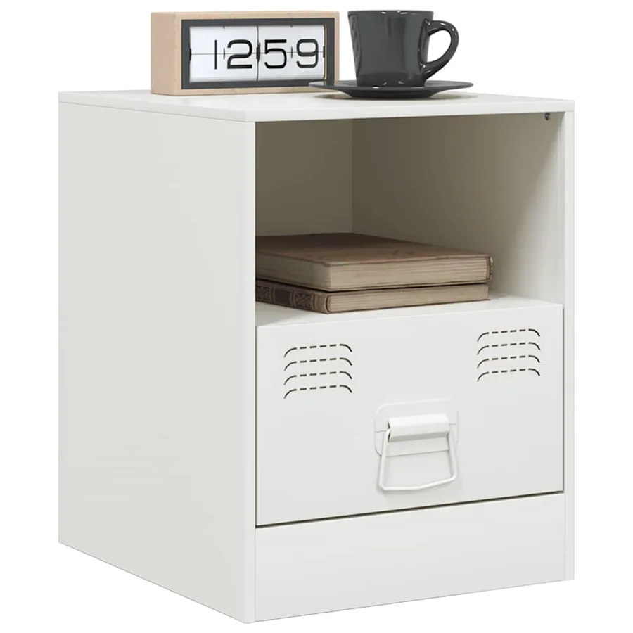 Table de chevet blanc 34,5x39x44 cm acier - 4