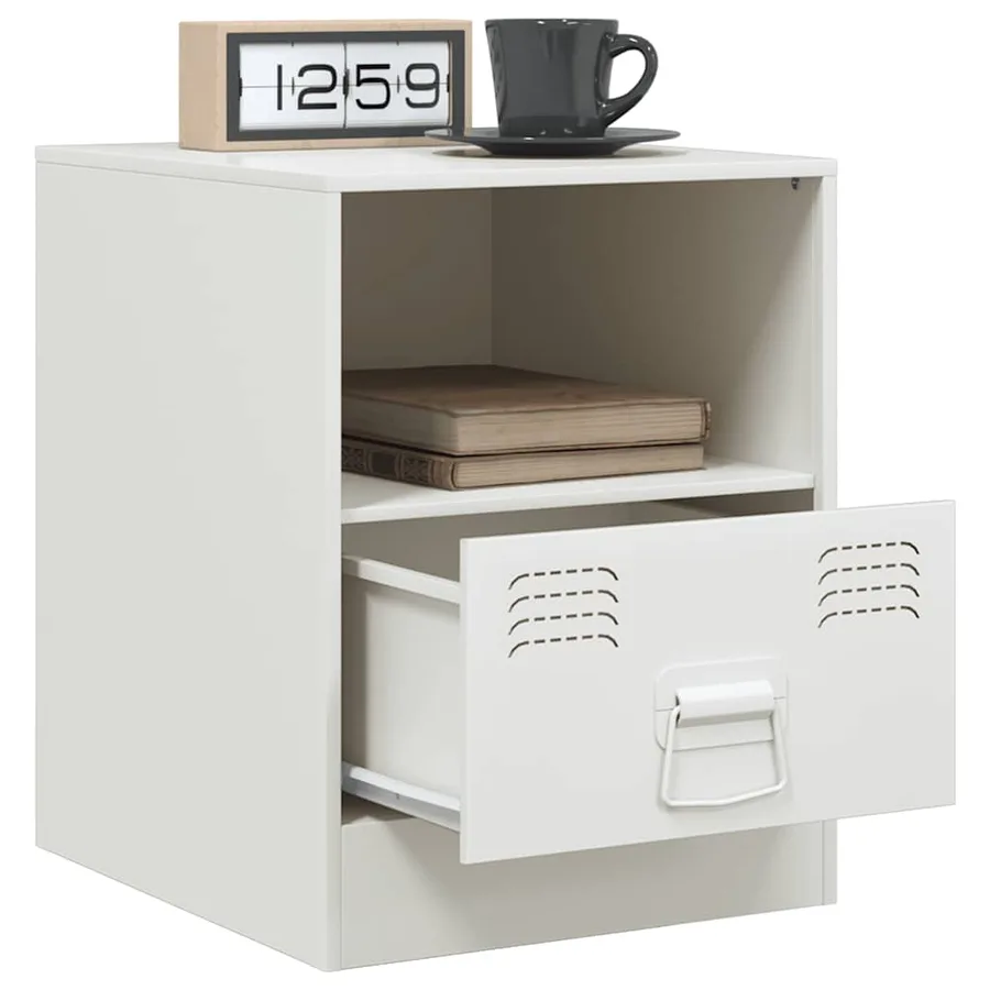 Table de chevet blanc 34,5x39x44 cm acier - 5