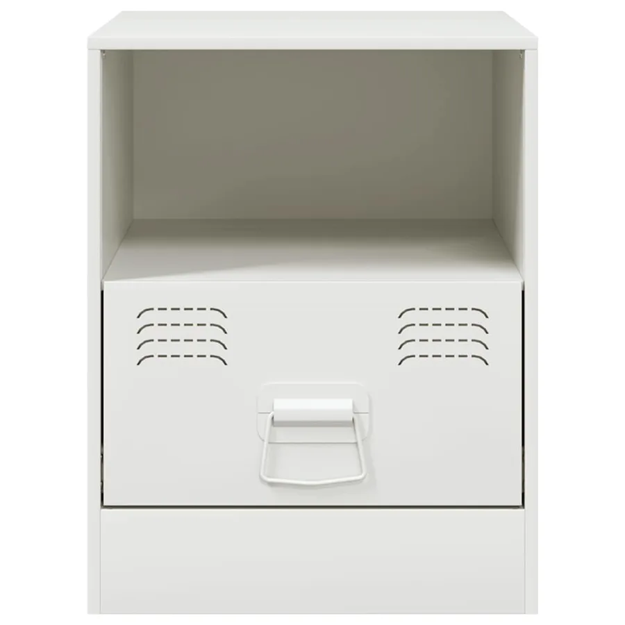 Table de chevet blanc 34,5x39x44 cm acier - 6