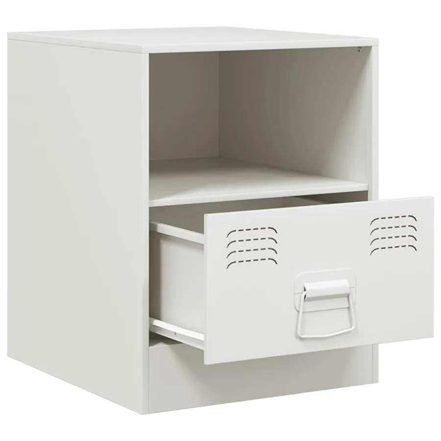 Table de chevet blanc 34,5x39x44 cm acier - 8