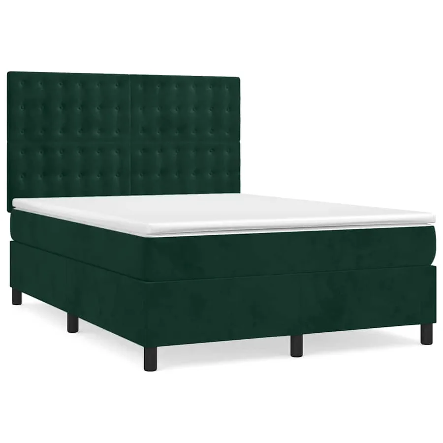 Sommier à lattes de lit et matelas Vert foncé 140x200cm Velours - 2