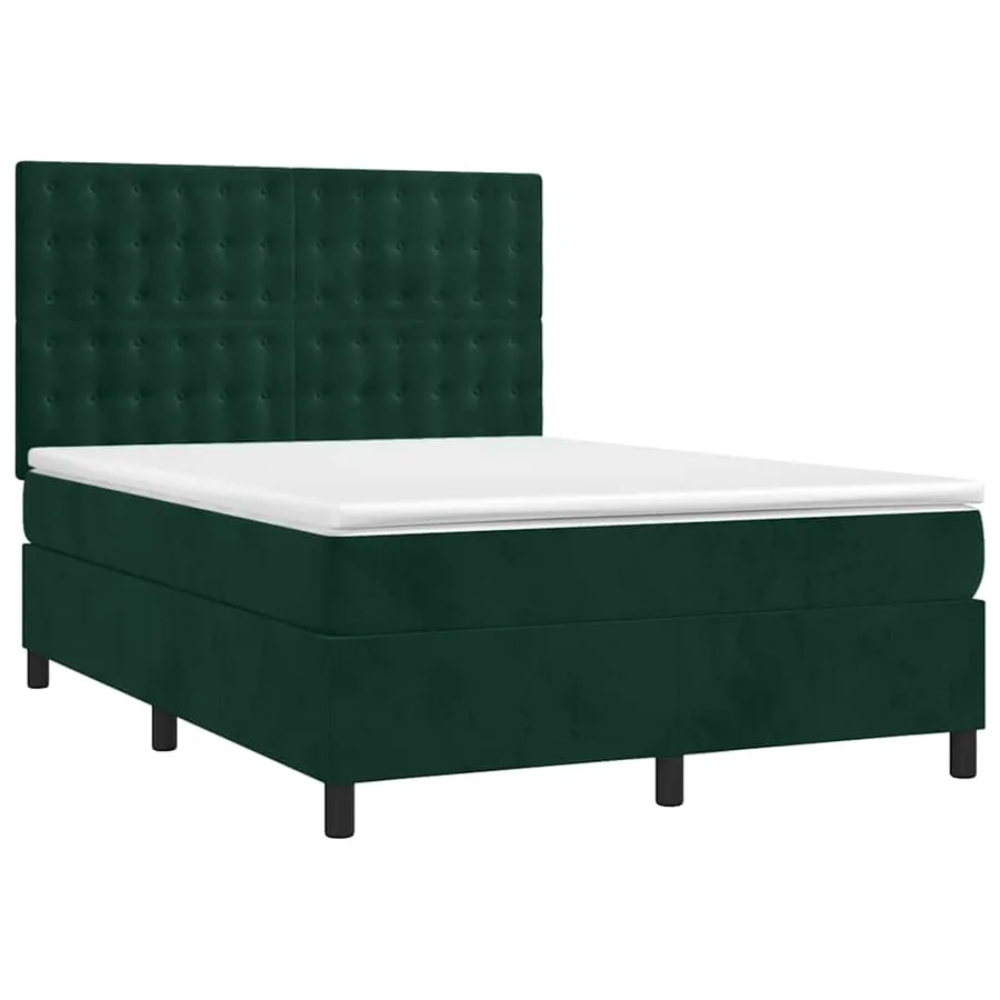 Sommier à lattes de lit et matelas Vert foncé 140x200cm Velours - 3