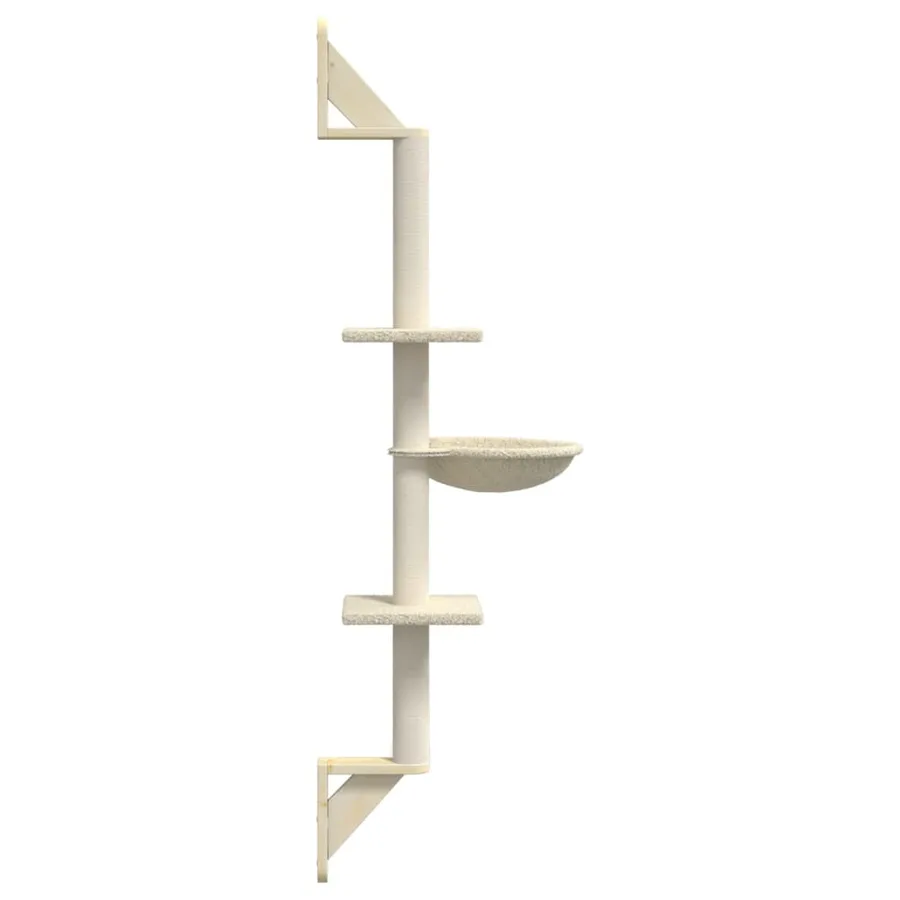 Arbre à chat mural avec griffoir crème 142,5 cm - 5