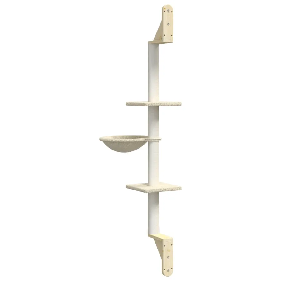 Arbre à chat mural avec griffoir crème 142,5 cm - 6