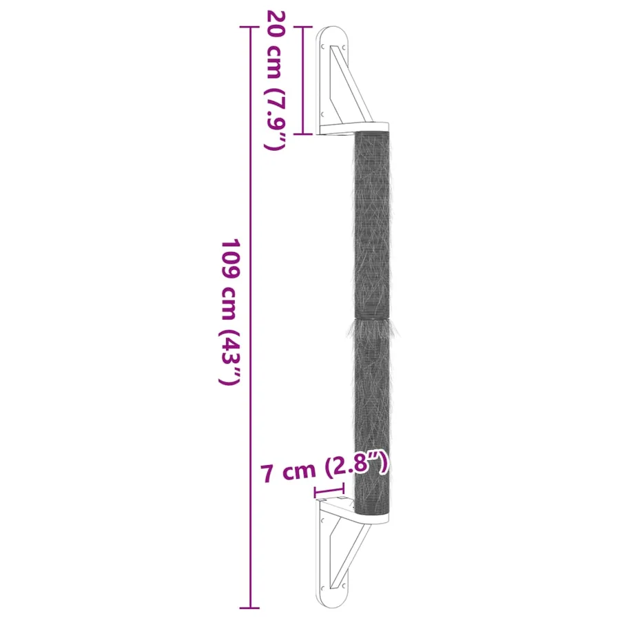 Griffoir mural pour chat 109 cm sisal - 7