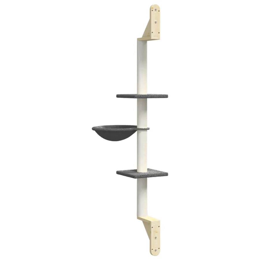 Arbre à chat mural avec griffoir gris foncé 142,5 cm - 6
