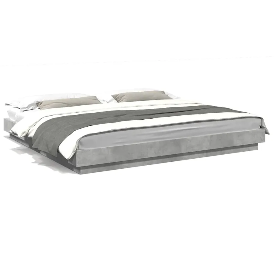 Cadre de lit et lumières LED sans matelas gris béton 180x200 cm - 2