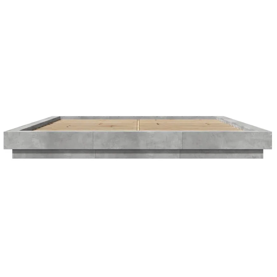 Cadre de lit et lumières LED sans matelas gris béton 180x200 cm - 5