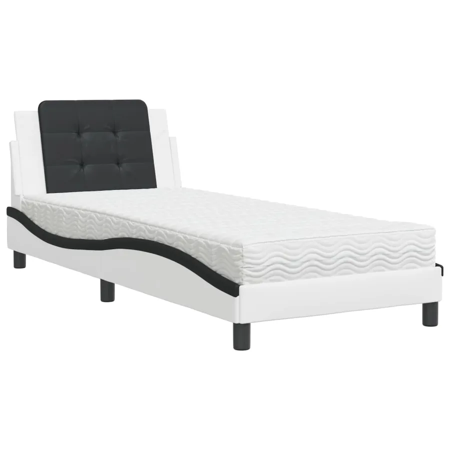 Cadre de lit sans matelas Zadar blanc et noir 100x200 cm similicuir - 2