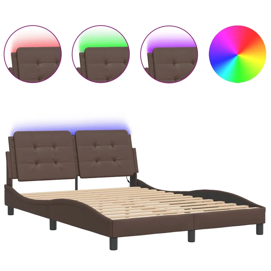 Cadre de lit avec LED sans matelas Zadar marron 120x200 cm - 2
