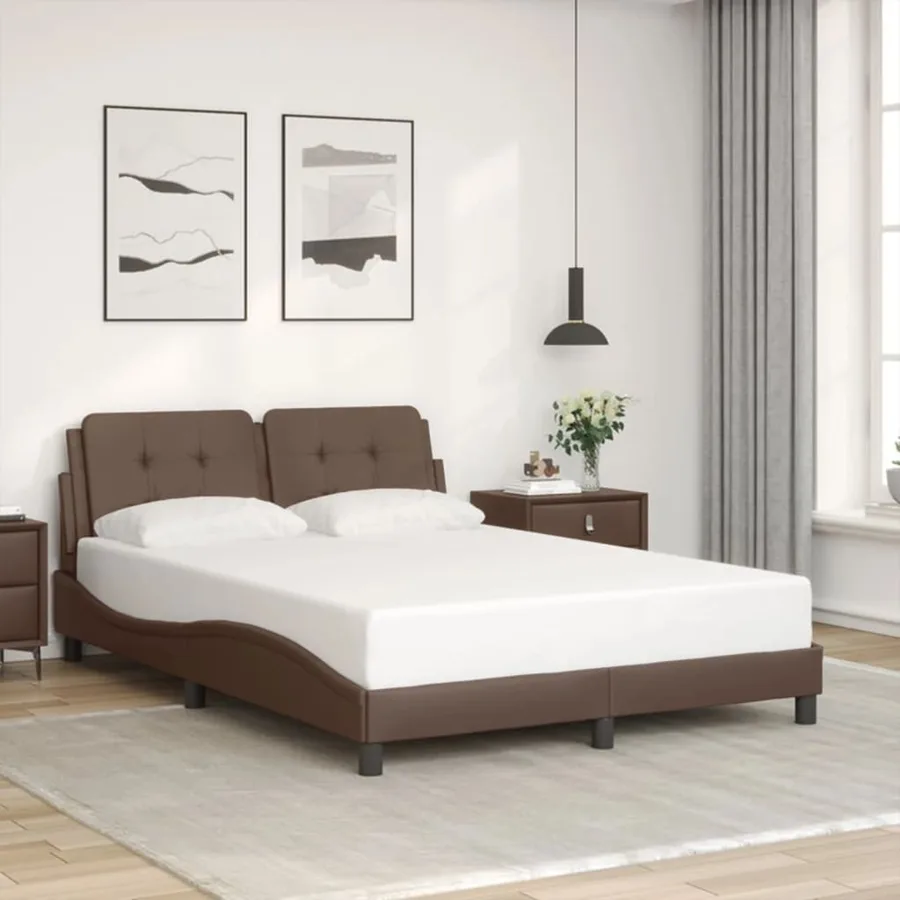 Cadre de lit avec LED sans matelas Zadar marron 120x200 cm - 4