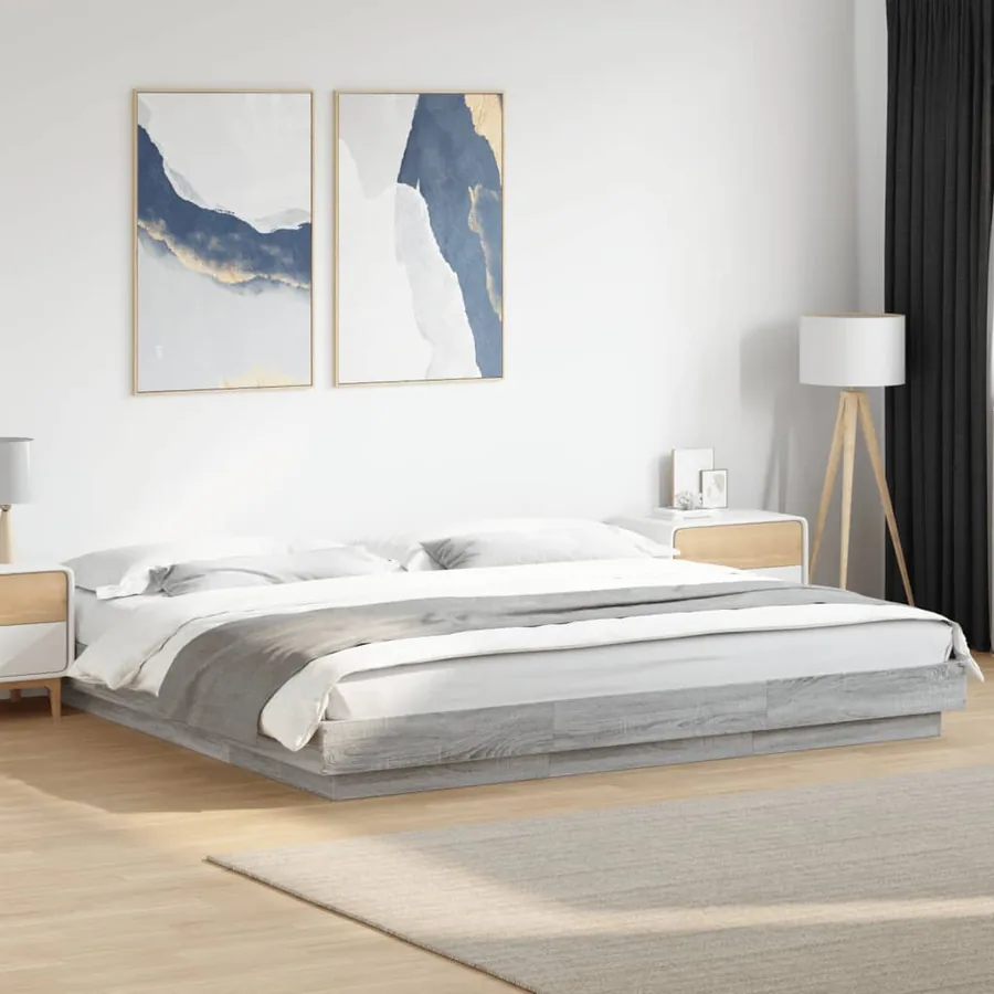 Cadre de lit sans matelas sonoma gris 200x200 cm