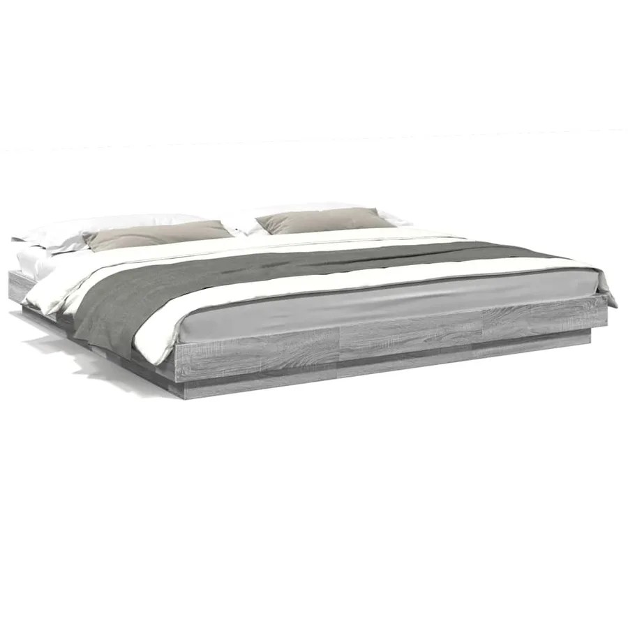 Cadre de lit sans matelas sonoma gris 200x200 cm - 2