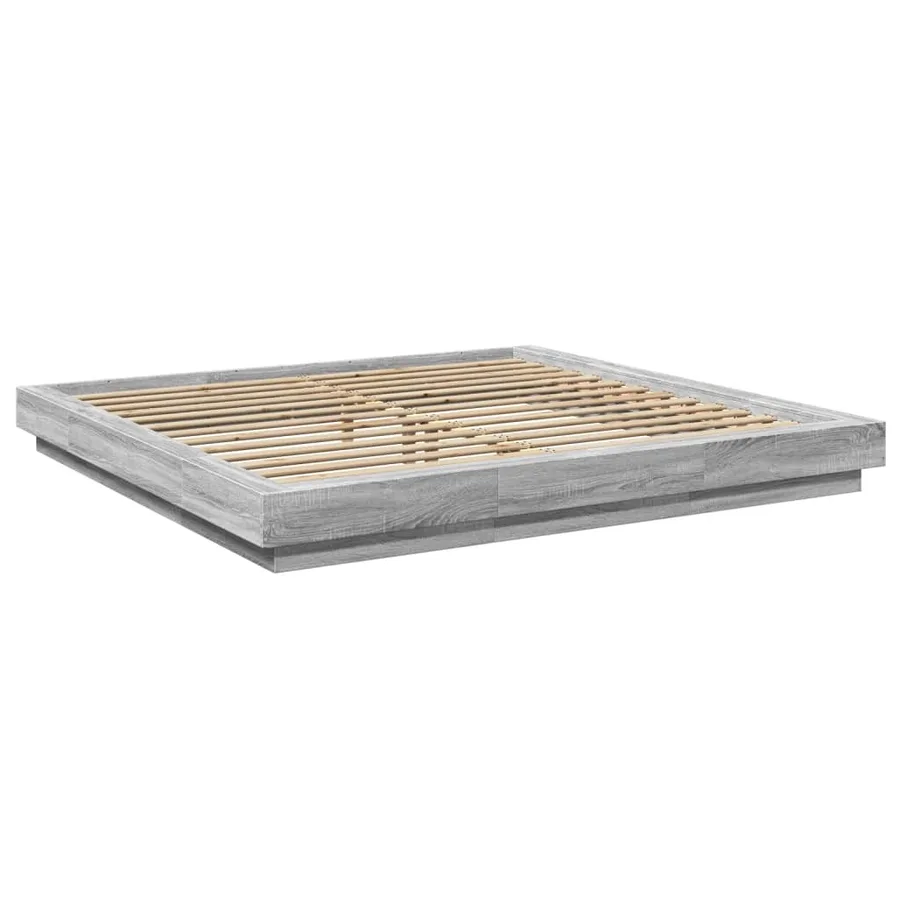 Cadre de lit sans matelas sonoma gris 200x200 cm - 3
